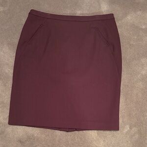 LOFT Wine Pencil Skirt with Hidden Welt Pockets